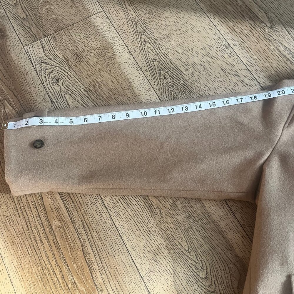 H&M Women Pea Coat Camel Sz Small Lined pockets collar Button down pockets - Picture 5 of 10